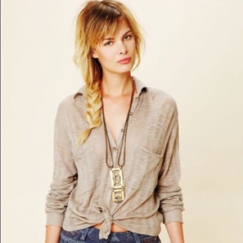 FREE PEOPLE BEACH • Star Is Gauze Button Down Top